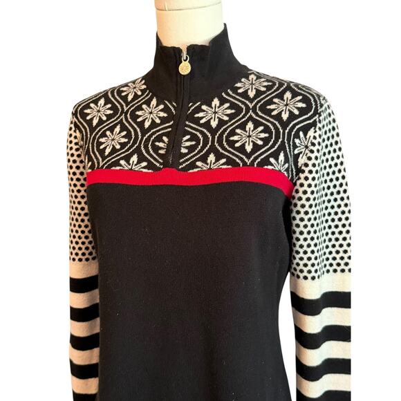 Neve Sweater Womens S Quarter Zip Mock Neck Fair Isle Nordic Alpine Wool Blend - Picture 2 of 9